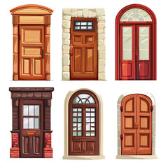Fototapeta premium Set of door elements on transparent or white background