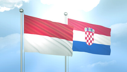 Indonesia and Croatia Flag Together A Concept of Relations