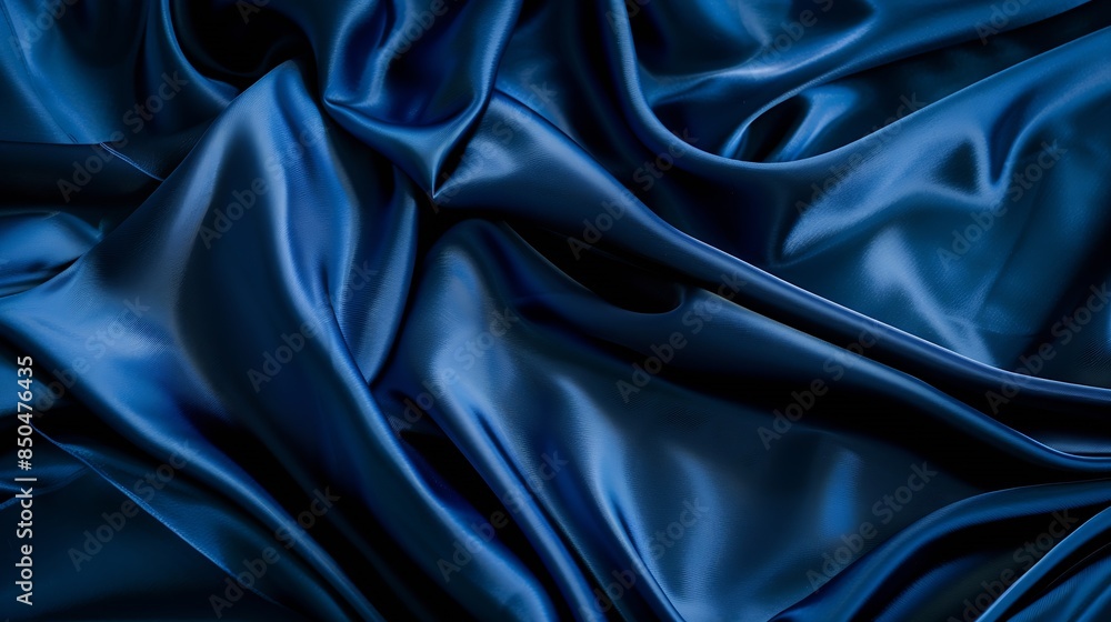 Aufkleber beautiful dark blue silk satin background soft folds on shiny fabric luxury background with space fo