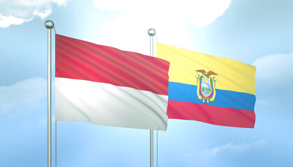 Indonesia and Ecuador Flag Together A Concept of Relations