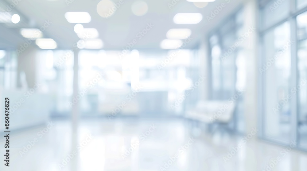 Aufkleber abstract blurred modern workspace background white indoor interior office or hospital with window an