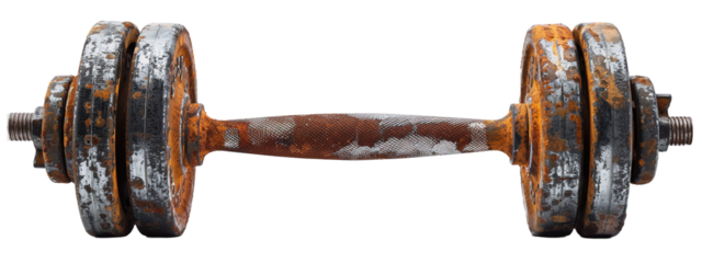 Old rust Dumbbell on transparent or white background