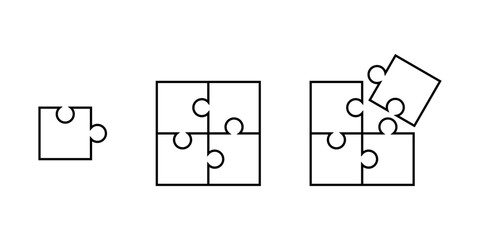 Set black line jigsaw game icon vector design