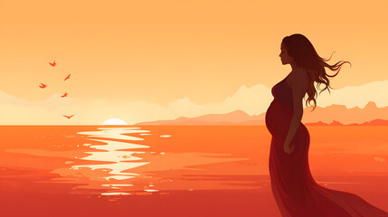 happy pregnant mom vector illustration