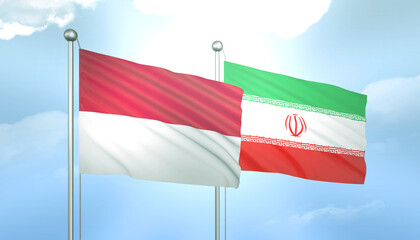 Indonesia and Iran Flag Together A Concept of Relations