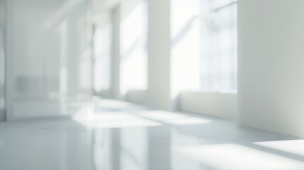 Blur focus of White open space office interior can be used as background : Generative AI