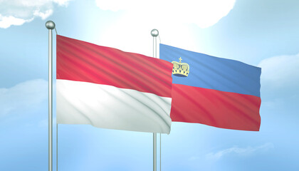 Indonesia and Liechtenstein Flag Together A Concept of Relations