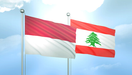 Indonesia and Lebanon Flag Together A Concept of Relations
