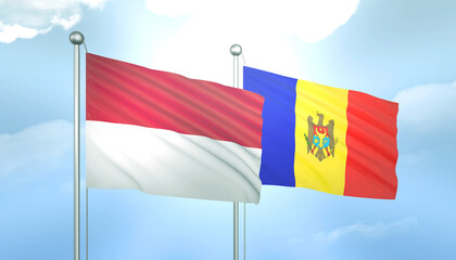 Indonesia and Moldova Flag Together A Concept of Relations