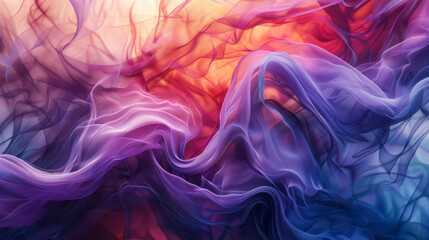 Obraz premium A colorful, flowing piece of fabric with a blue and red swirl. The colors are vibrant and the fabric appears to be flowing in the wind.