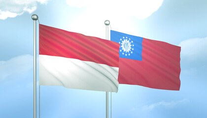 Indonesia and Myanmar Flag Together A Concept of Relations