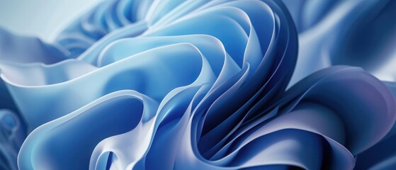 Abstract blue wave shape background. CGI 3D render
