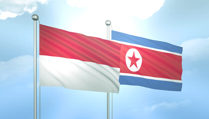 Indonesia and North Korea Flag Together A Concept of Relations