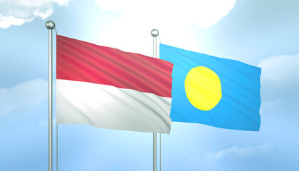 Indonesia and Palau Flag Together A Concept of Relations