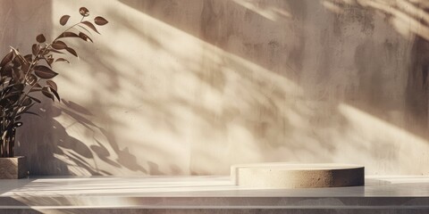 A potted plant sits on a ledge, surrounded by minimal background