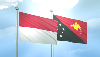 Indonesia and Papua New Guinea Flag Together A Concept of Relations