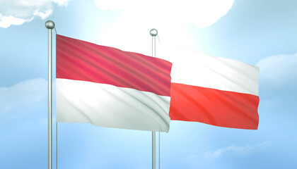 Indonesia and Poland Flag Together A Concept of Relations