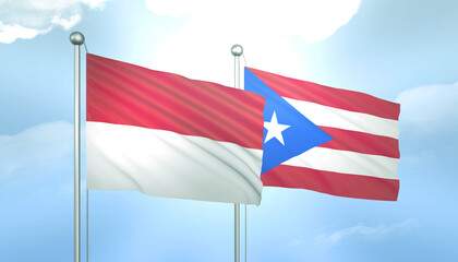 Indonesia and Puerto Rico Flag Together A Concept of Relations