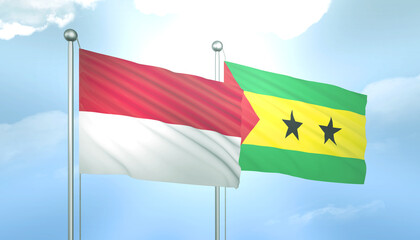 Indonesia and Sao Tome Flag Together A Concept of Relations