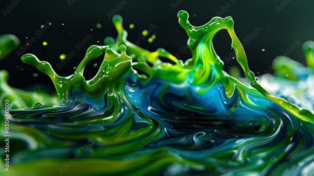 Sticker Green and Blue Liquid Splash