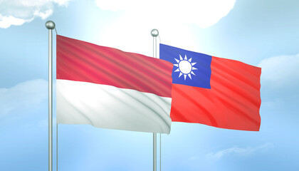 Indonesia and Taiwan Flag Together A Concept of Relations