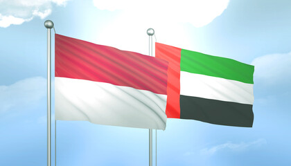 Indonesia and UAE Flag Together A Concept of Relations