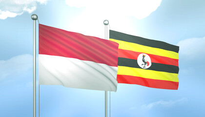 Indonesia and Uganda Flag Together A Concept of Relations