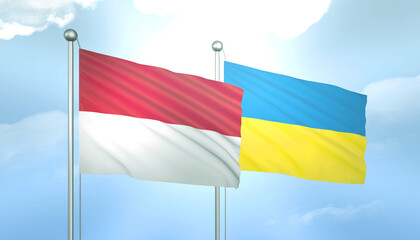 Indonesia and Ukraine Flag Together A Concept of Relations