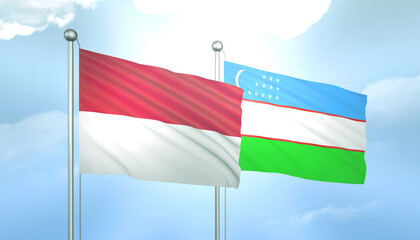 Indonesia and Uzbekistan Flag Together A Concept of Relations