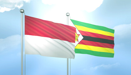Indonesia and Zimbabwe Flag Together A Concept of Relations