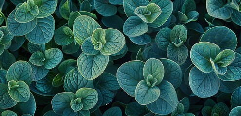 Collection of green leafy plants on a black background
