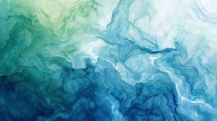 Obraz premium Abstract watercolor texture, vibrant blues and greens, fluid shapes, high definition, seamless blending, soft edges, artistic and dynamic, contemporary style