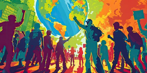 Colorful Demonstration in Pop Art Style