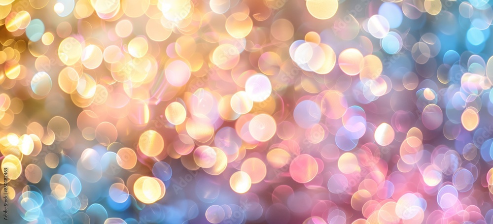 Poster abstract blurred background with pastel bokeh lights and gradient colors