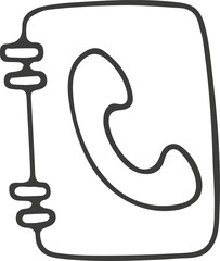 Phone book icon. Hand drawn, doodle style. Vector picture.
