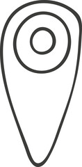 Location marker icon. Hand drawn, doodle style. Vector picture.
