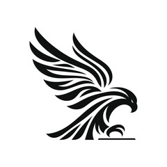 Stylized Falcon Icon: High-Quality Black and White Vector for Branding