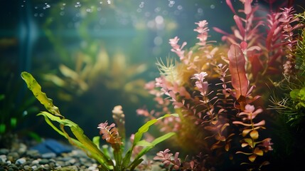 Naklejka premium Freshwater aquarium in pseudosea style Aqua scape and aqua design : Generative AI