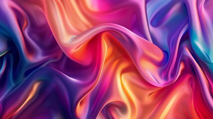 Obraz premium A wavy pattern of colourful silk. Top view vibrant background. A thin soft fabric