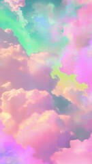 Fototapeta premium Colorful pastel clouds background wallpaper. Aesthetic, rainbow colors, dreamy, pink and purple and green, in the style of digital art.