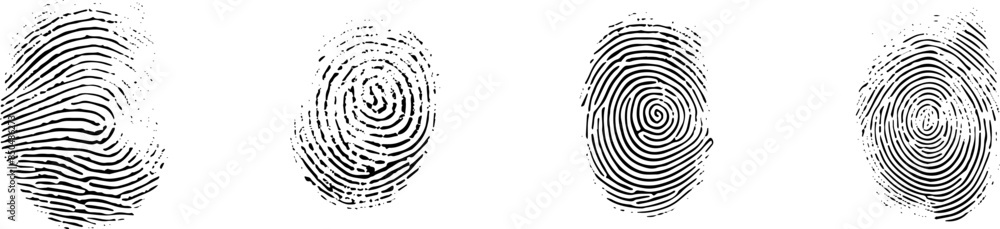 Poster fingerprint or thumbprint set isolated. set fingerprint scanning icon sign