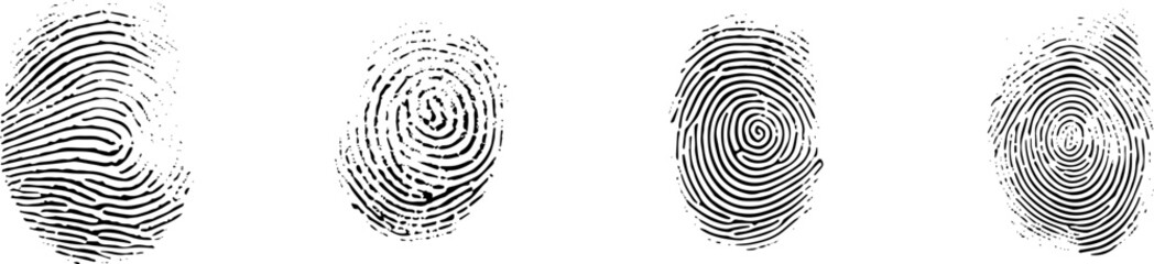 fingerprint or thumbprint set isolated. Set fingerprint scanning icon sign