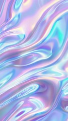 Obraz premium Iridescent holographic pastel liquid shiny. Modern pearlescent blurry abstract swirl illustration.
