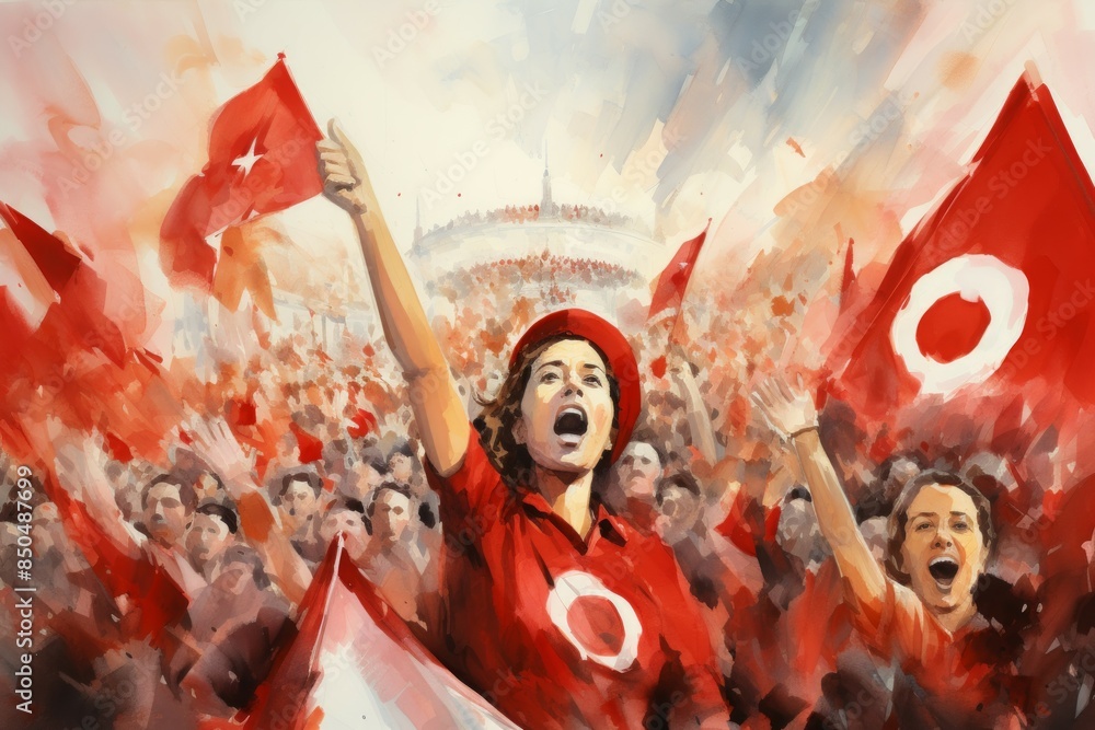 Wall mural The roaring fans of Tunisia - Generative AI