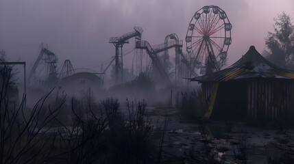 Parc d'Attractions Abandonné: Échos de Joie Oubliée