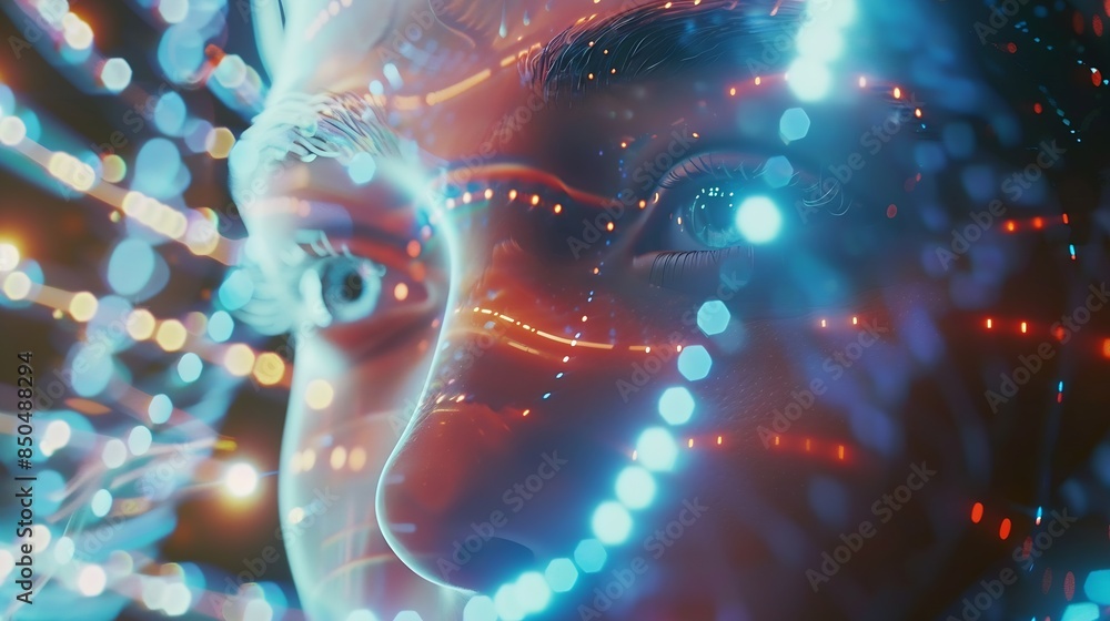 Poster human being futuristic vision vision and control and protection of persons control and security in t