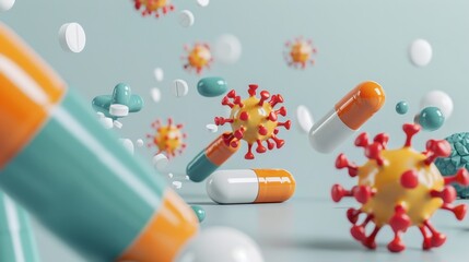 A mockup demonstrating the importance of medicine in fighting viruses, with a sleek and modern aesthetic
