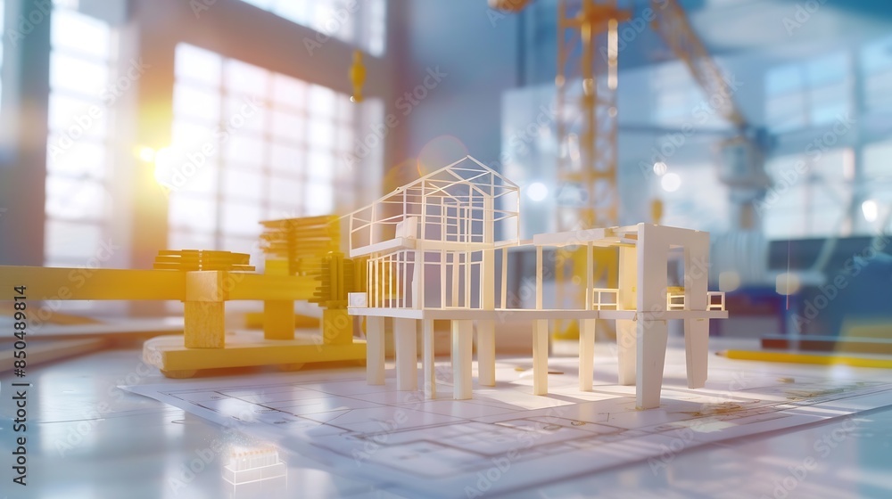 Poster Innovative architecture and inventive civil engineering plan building construction project Creative graphic design showing concept of infrastructure city building by architect worker a : Generative AI