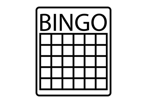 Icono negro de cart&oacute;n de bingo en fondo blanco