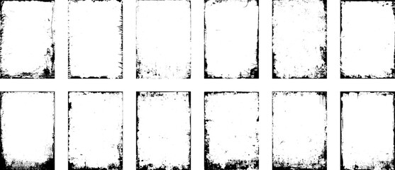 Distress overlay vector textures collection. Set of dotted abstract frame. Distressed overlay texture. Set of frame different distressed black texture. 